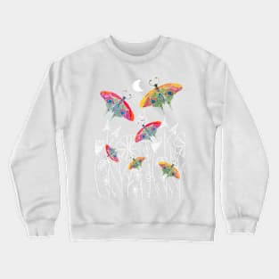 Butterflies & flowers in the night Crewneck Sweatshirt